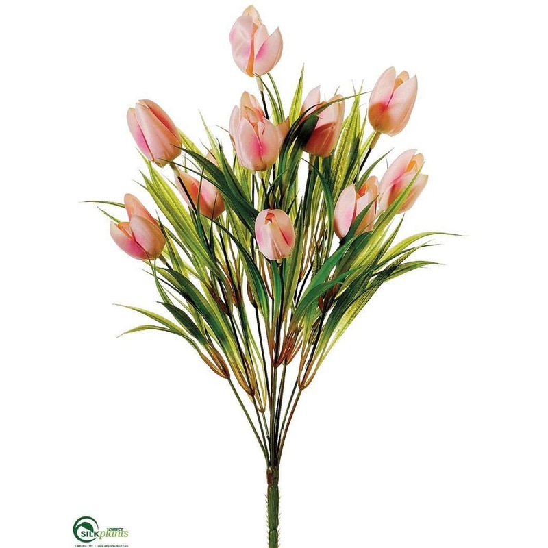 Silk Plants Direct Tulip Bush – Pink Two Tone – Pack of 12 Pink Two Tone
