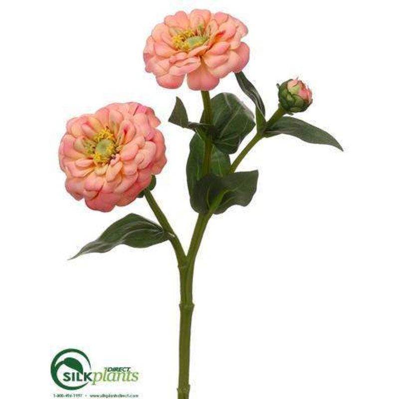 Silk Plants Direct Zinnia Spray – Peach – Pack of 24 Peach