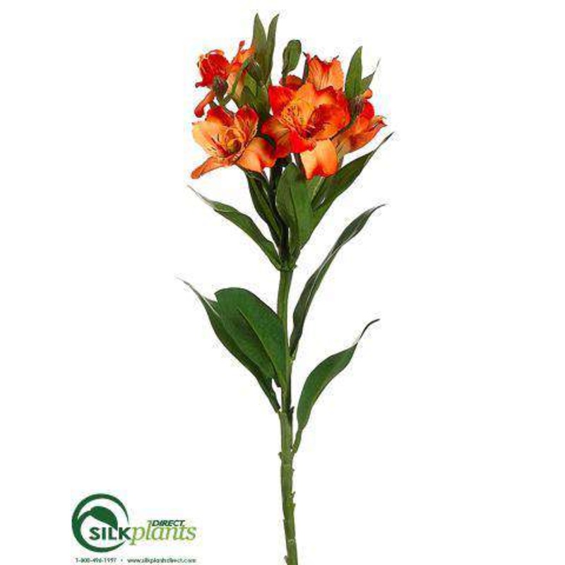 Silk Plants Direct Alstroemeria Spray – Orange Two Tone – Pack of 12 Orange Two Tone