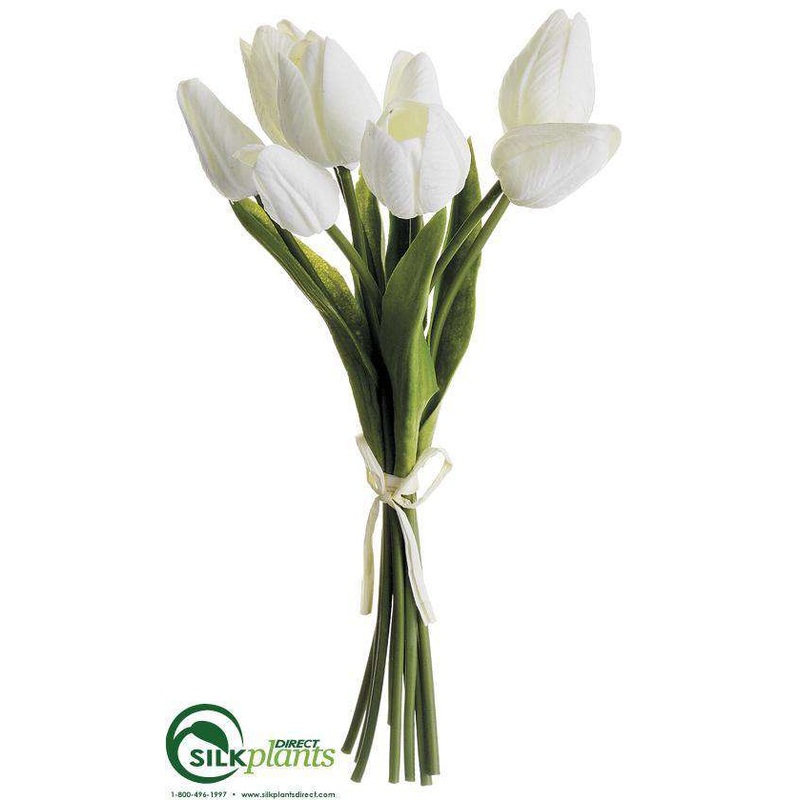 Silk Plants Direct Tulip Bundle – White – Pack of 12 White