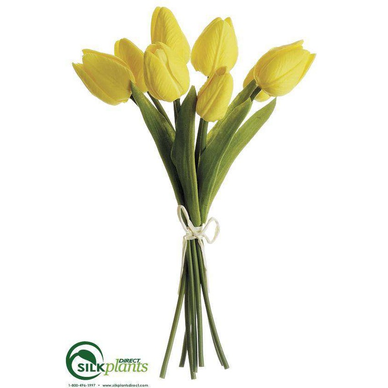 Silk Plants Direct Tulip Bundle – Yellow – Pack of 12 Yellow