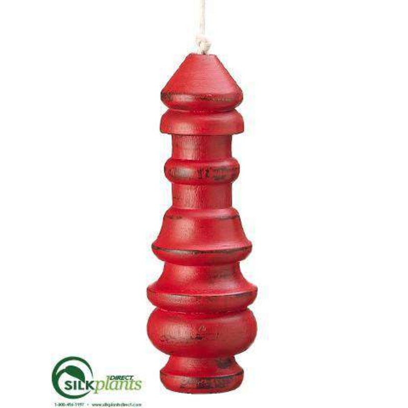 Silk Plants Direct Wood Finial Ornament – Red – Pack of 6 Red