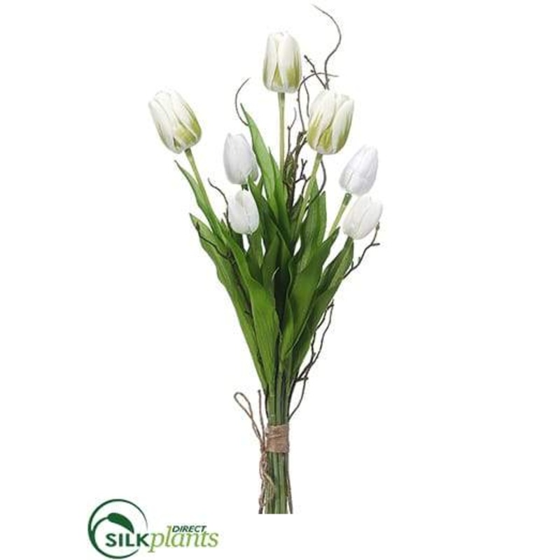 Silk Plants Direct Tulip, Twig Bundle – White – Pack of 12 White