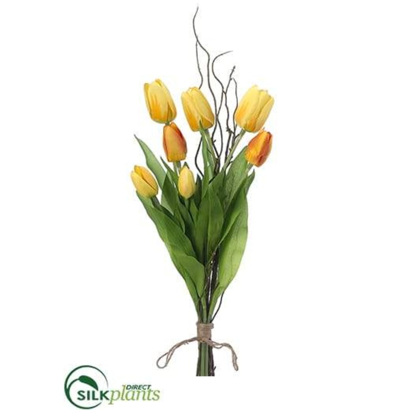 Silk Plants Direct Tulip, Twig Drop – Yellow – Pack of 12 Yellow