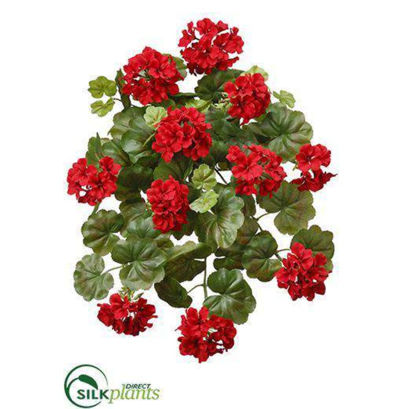 Silk Plants Direct Water-Resistant Geranium Bush – Red – Pack of 6 Red