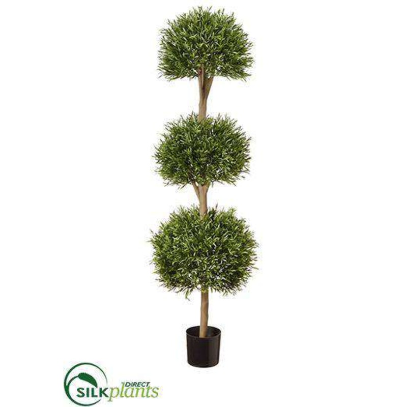 Silk Plants Direct Ball Shaped Lavender Leaf Triple Topiary – Green – Pack of 1 Green