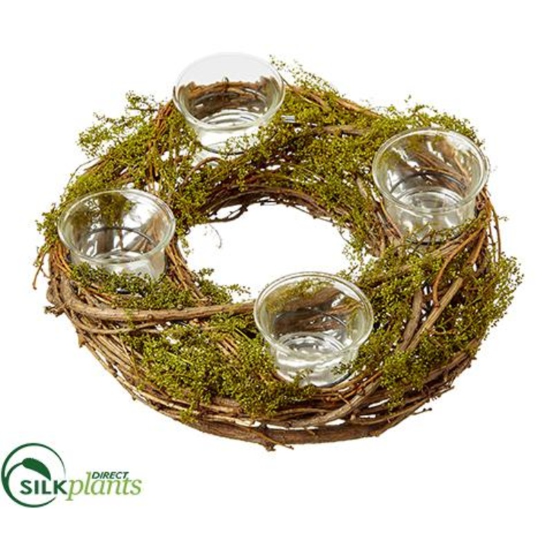 Silk Plants Direct Twig, Moss Centerpiece – Brown Green – Pack of 2 Brown Green