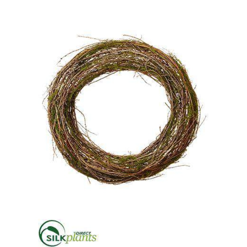 Silk Plants Direct Twig Wreath With Moss – Brown Green – Pack of 6 Brown Green