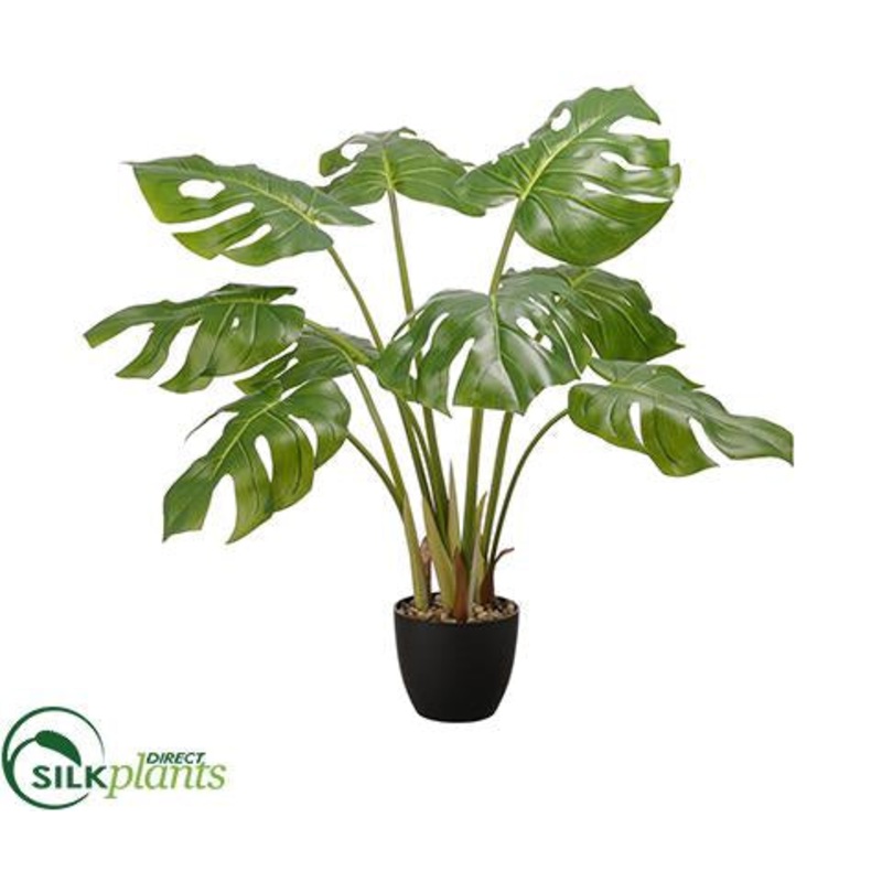 Silk Plants Direct UV Protected PVC Monsteria Plant – Green – Pack of 3 Green