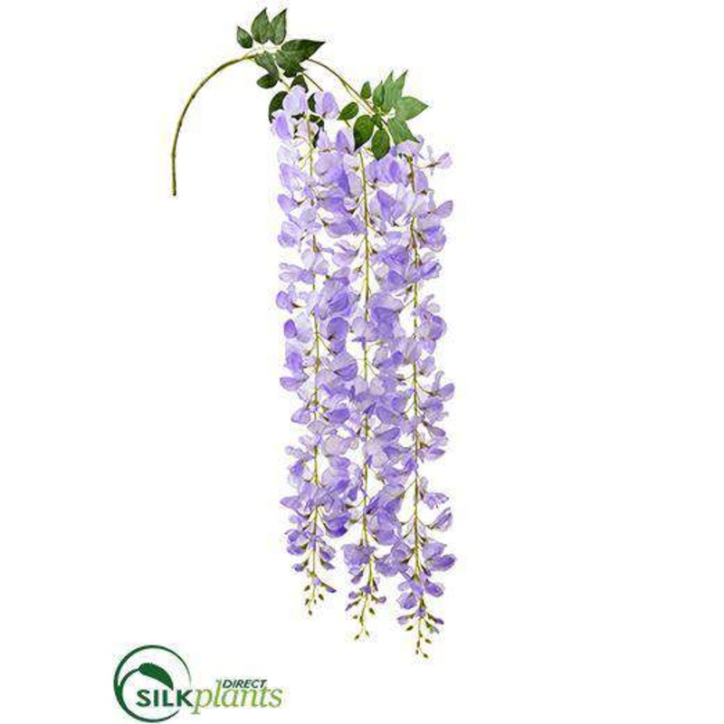 Silk Plants Direct Wisteria Hanging Spray – Amethyst – Pack of 12 White