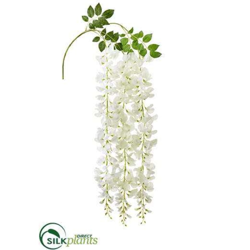 Silk Plants Direct Wisteria Hanging Spray – White – Pack of 12 White