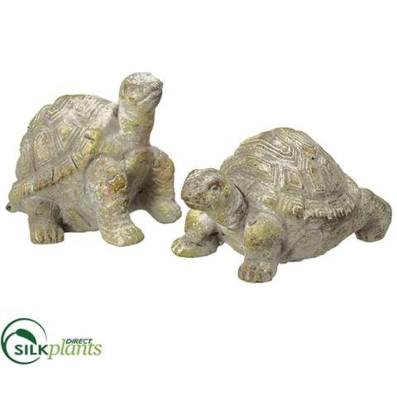 Silk Plants Direct Turtle – Green Antique – Pack of 2 Green Antique