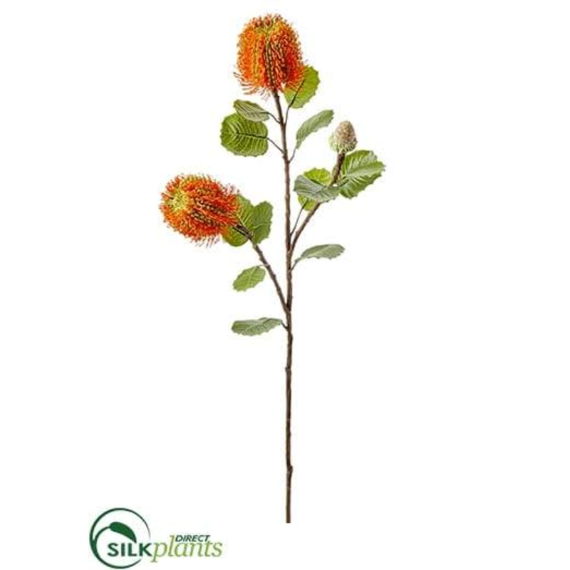Silk Plants Direct Banksia Spray – Orange – Pack of 12 Orange