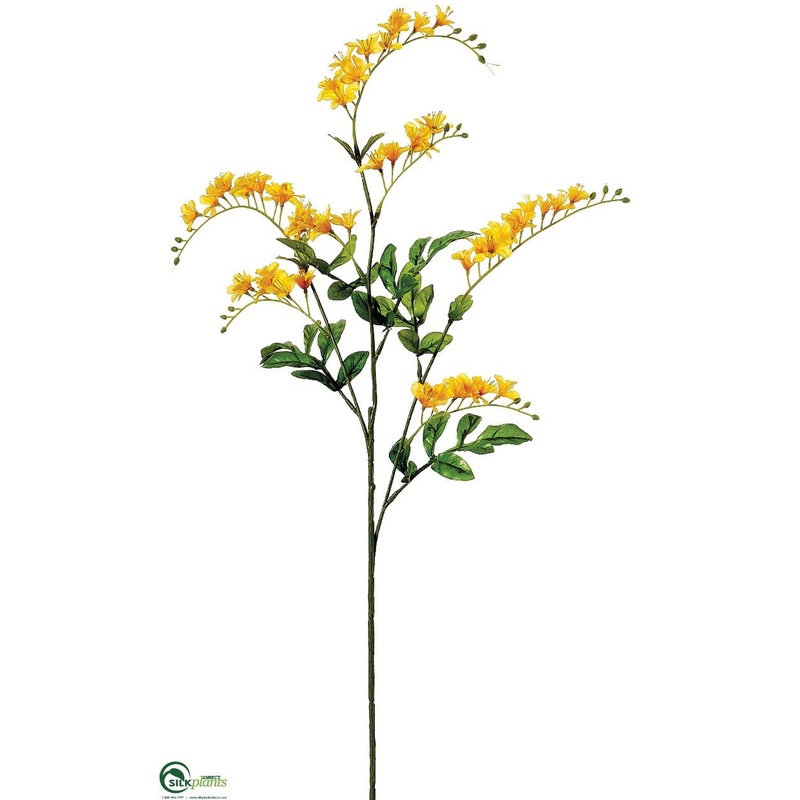 Silk Plants Direct Vinca Spray – Yellow – Pack of 12 White