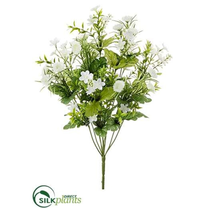 Silk Plants Direct Wild Flower Bush – White – Pack of 12 Lavender