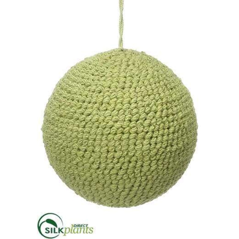 Silk Plants Direct Yarn Ball Ornament – Green – Pack of 3 Green