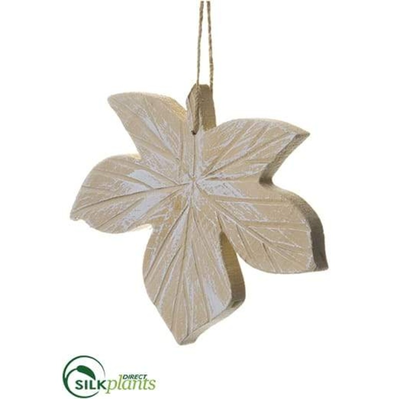 Silk Plants Direct Wood Maple Ornament – Beige Whitewashed – Pack of 12 Beige Whitewashed