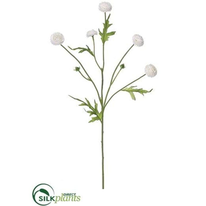 Silk Plants Direct Wild Pompom Spray – White – Pack of 24 White