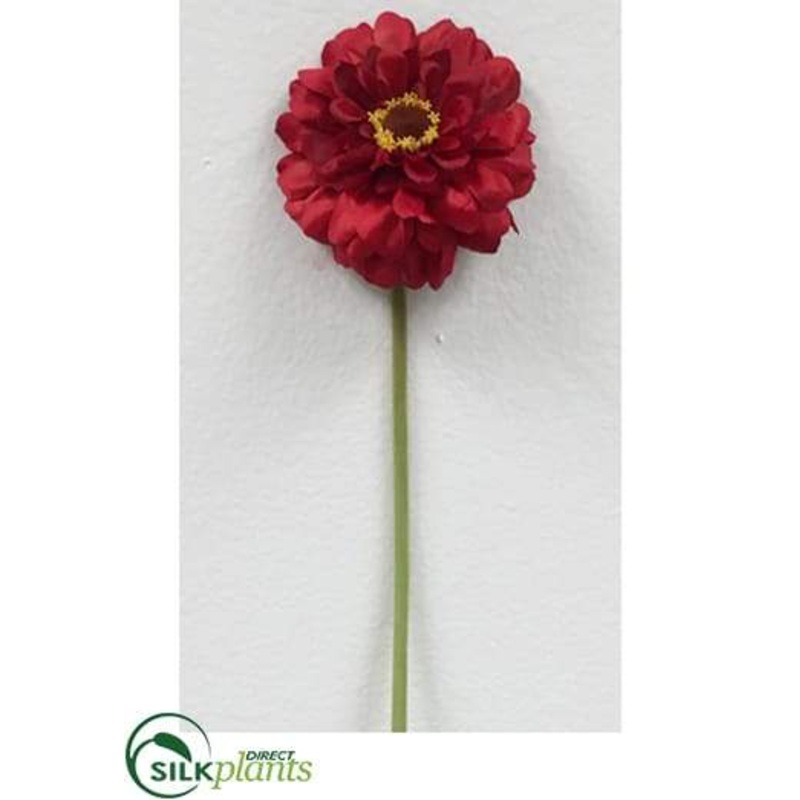 Silk Plants Direct Zinnia Stem – Red – Pack of 12 Brick