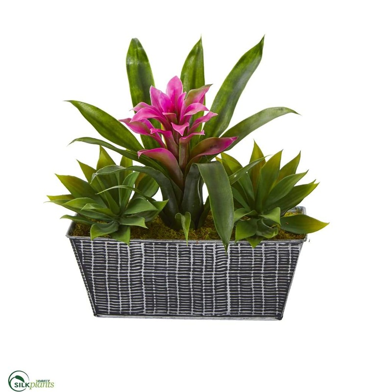 Silk Plants Direct Bromeliad and Agave Artificial Plant – Purple – Pack of 1 Purple
