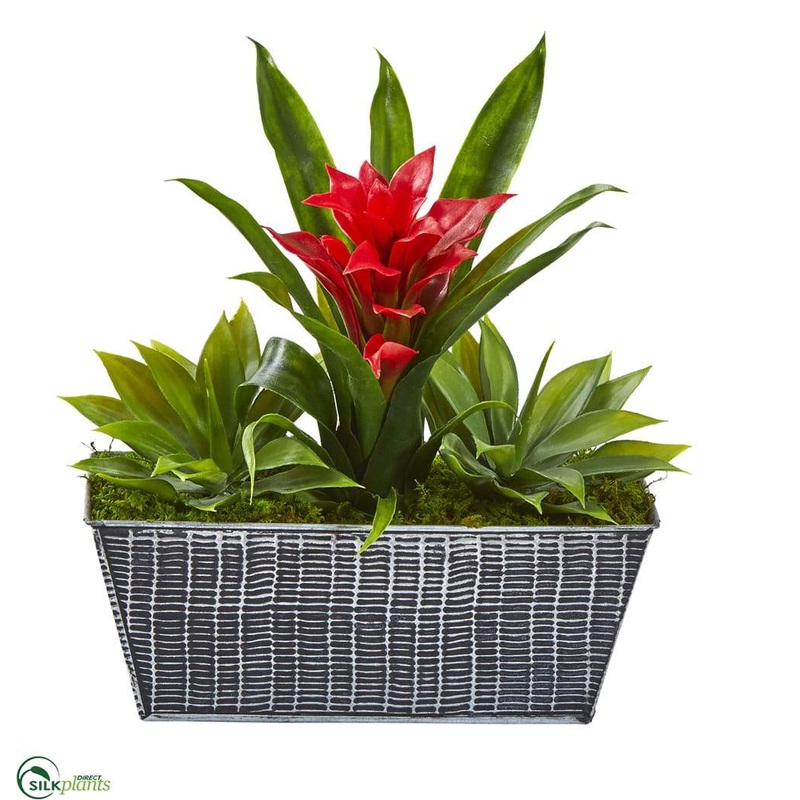 Silk Plants Direct Bromeliad and Agave Artificial Plant – Red – Pack of 1 Red
