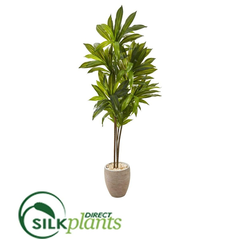 Silk Plants Direct Dracaena Artificial Plant in Sand Colored Planter – Pack of 1 Default Title