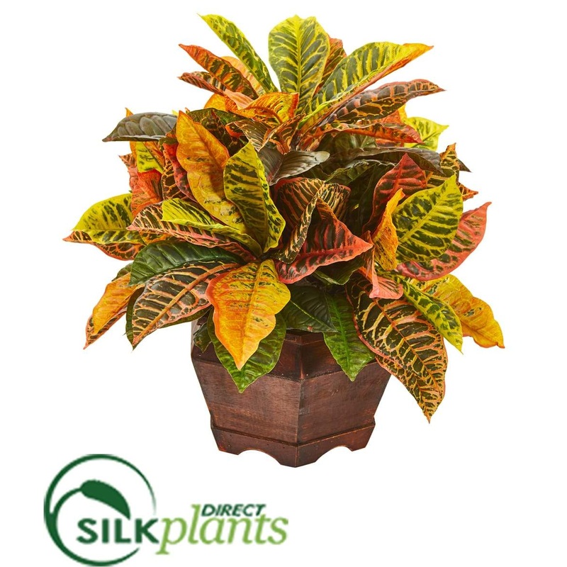 Silk Plants Direct Garden Croton Artificial Plant in Decorative Planter – Pack of 1 Default Title