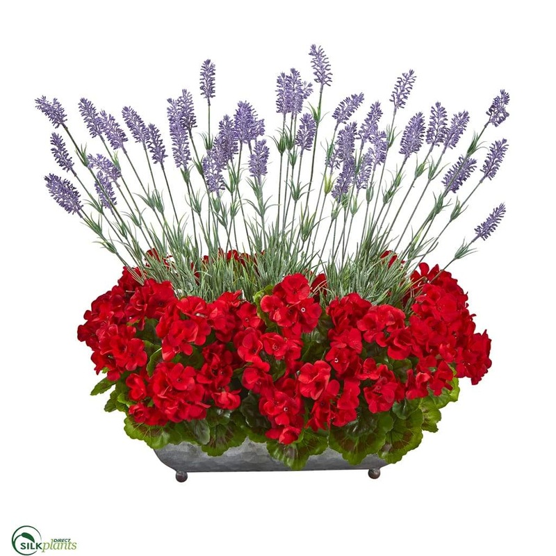 Silk Plants Direct Geranium and Lavender Artificial Plant – Red – Pack of 1 Red