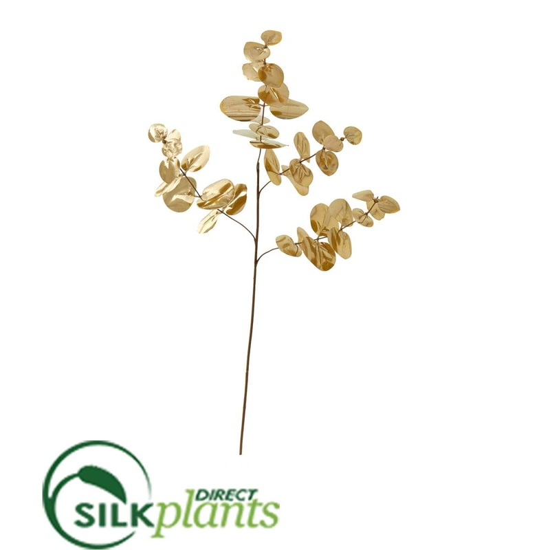 Silk Plants Direct Metallic Eucalyptus Artificial Plant – Gold – Pack of 24 Gold