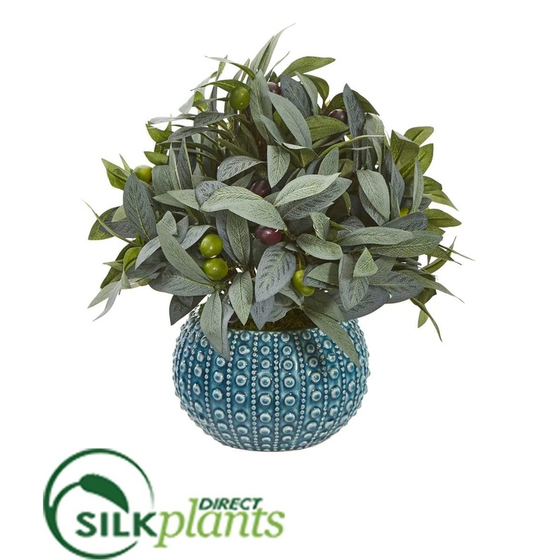 Silk Plants Direct Olive Branch Artificial Plant with Berries – Pack of 1 Default Title