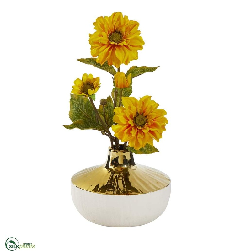Silk Plants Direct Zinnia Artificial Arrangement – Yellow – Pack of 1 Yellow