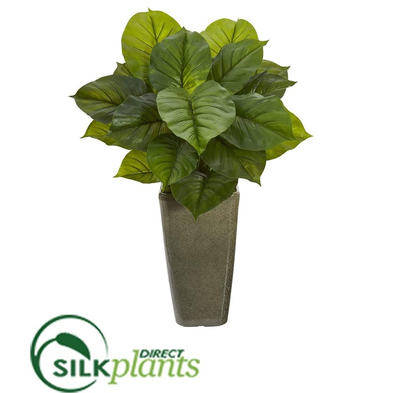 Silk Plants Direct Large Philodendron Artificial Plant in Green Planter – Pack of 1 Default Title