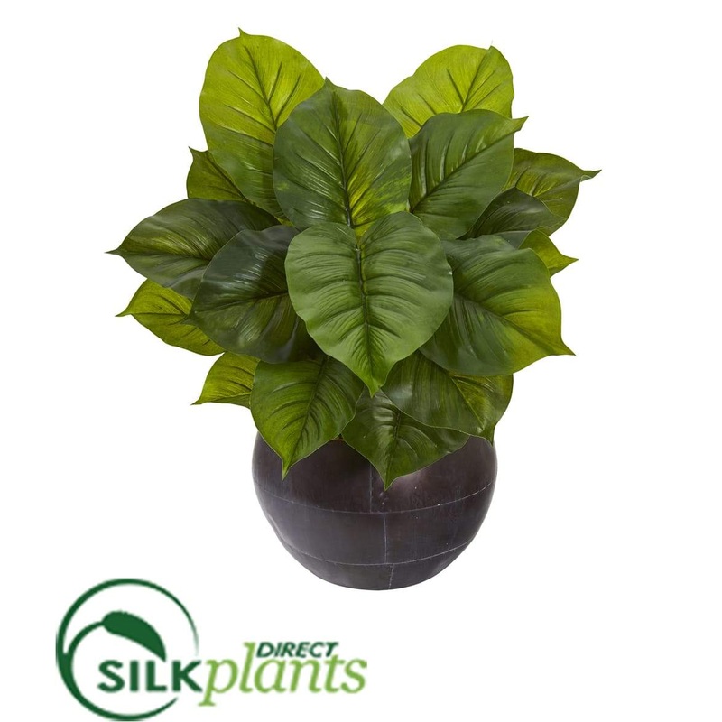 Silk Plants Direct Large Philodendron Artificial Plant in Metal Bowl – Pack of 1 Default Title