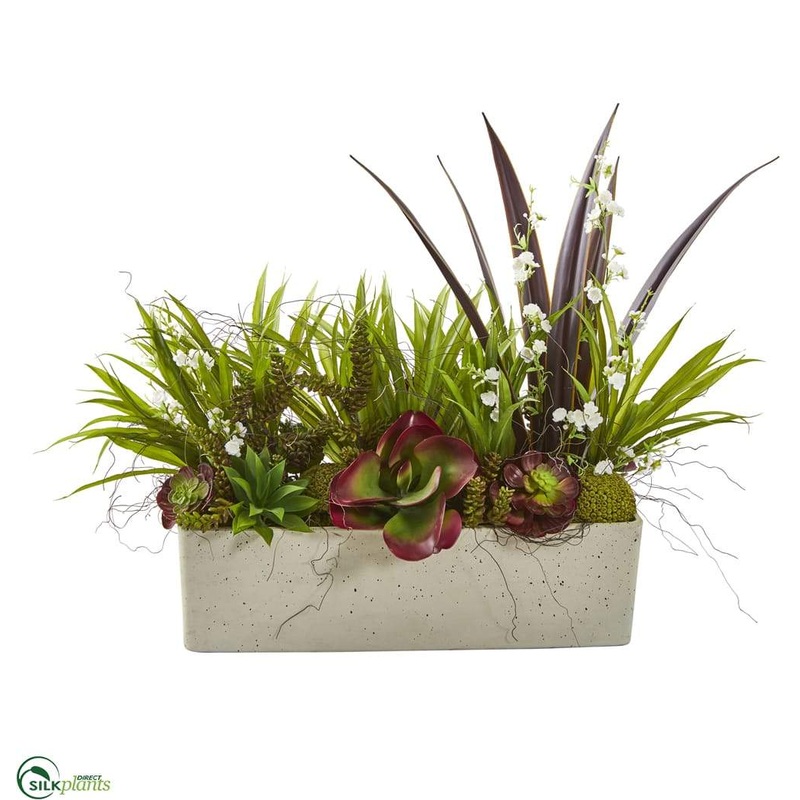 Silk Plants Direct Mixed Succulent and Grass Garden Artificial Plant – Pack of 1 Default Title