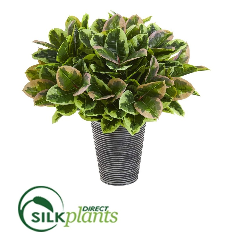 Silk Plants Direct Rubber Leaf Artificial Plant in Tin Planter – Pack of 1 Default Title