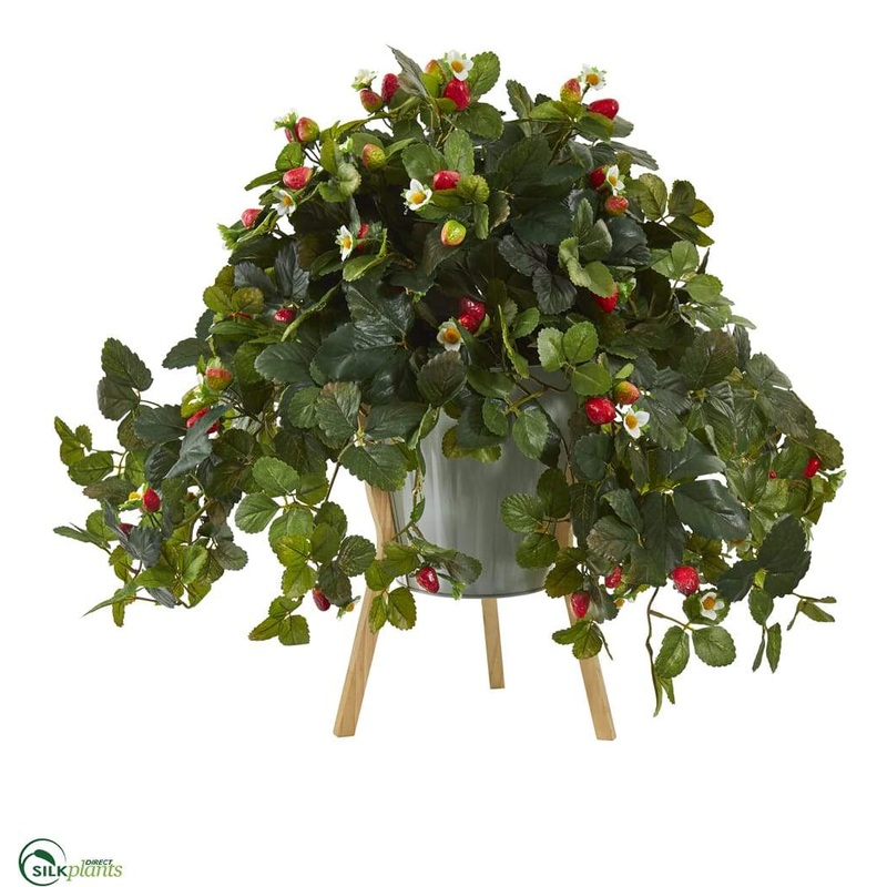 Silk Plants Direct Strawberry Artificial Plant with Berries – Pack of 1 Default Title