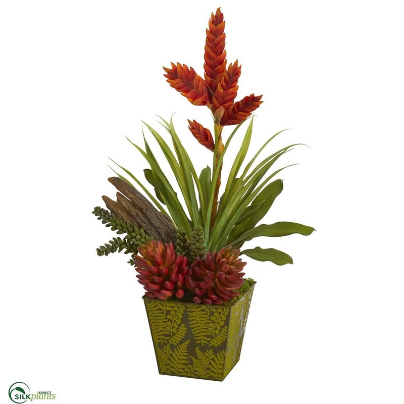 Silk Plants Direct Succulent and Bromeliad Artificial Plant – Pack of 1 Default Title
