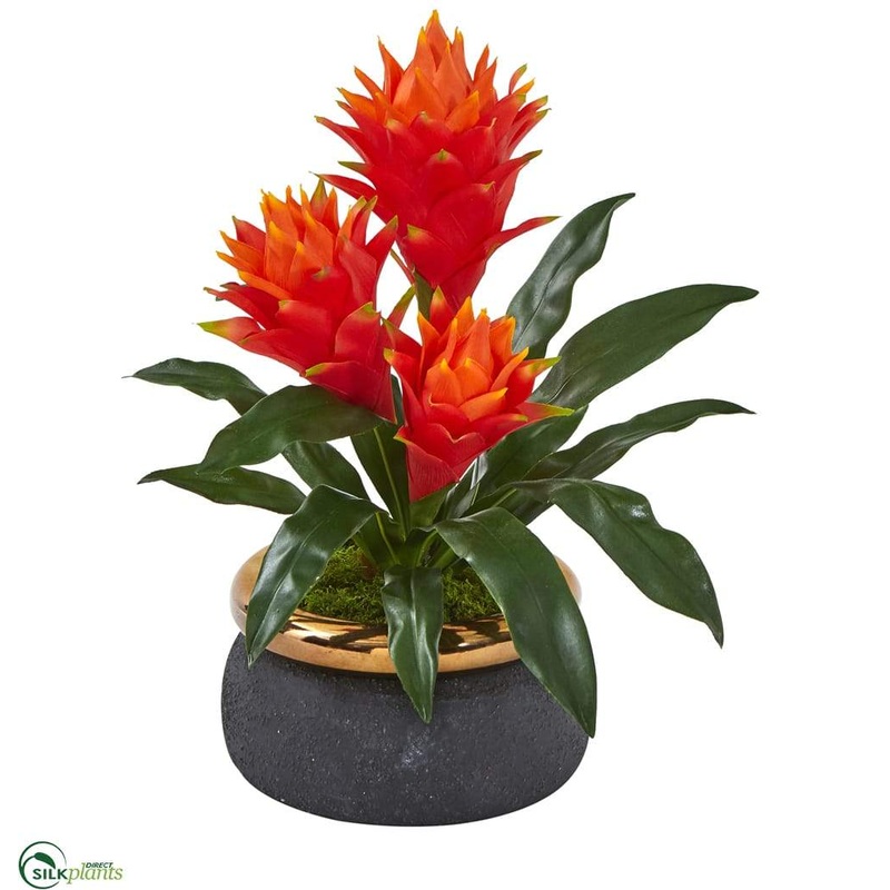 Silk Plants Direct Triple Bromeliad Artificial Plant – Pack of 1 Default Title