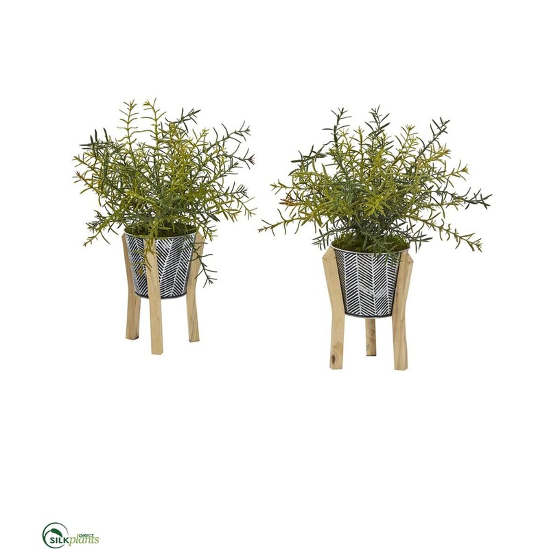 Silk Plants Direct Rosemary Artificial Plant in Tin Planter with Legs – Pack of 2 Default Title