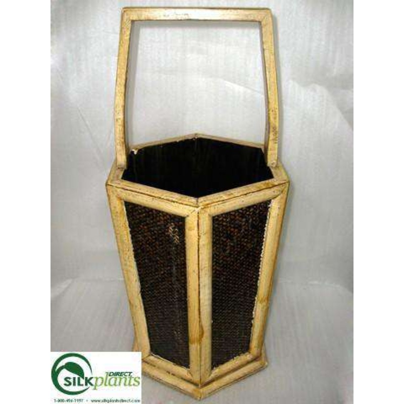 Silk Plants Direct Wood Planter – Brown Cream – Pack of 1 Brown Cream