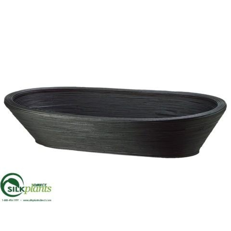 Silk Plants Direct Bamboo Oval Container – Black – Pack of 4 Black
