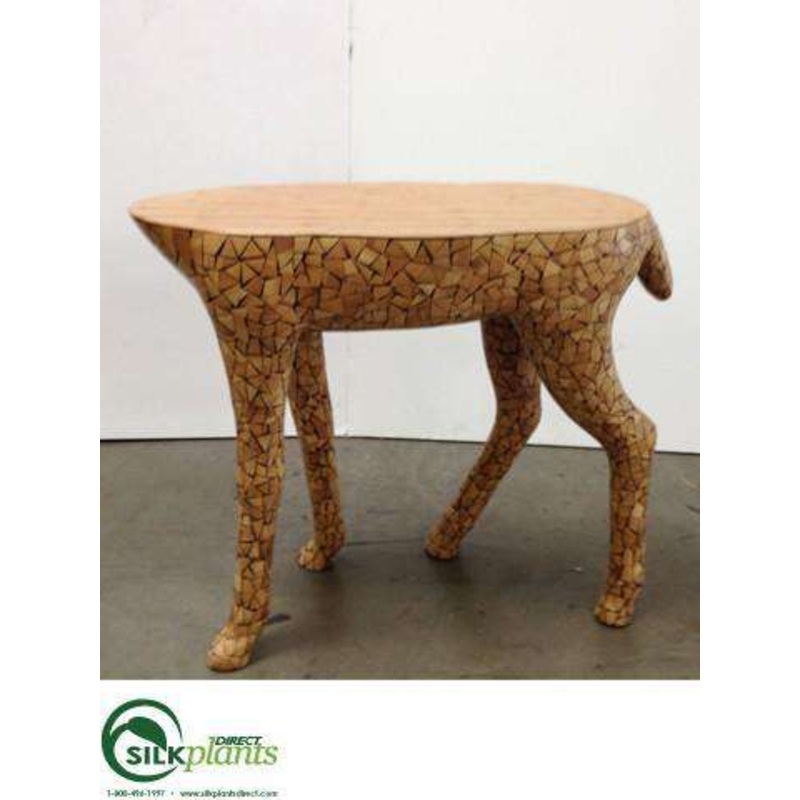 Silk Plants Direct Wood Mosaic Reindeer Table – Brown – Pack of 1