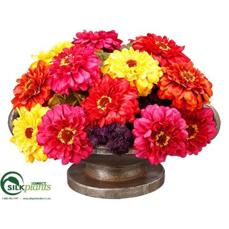 Silk Plants Direct Zinnia – Fuchsia Yellow – Pack of 1 Fuchsia Yellow