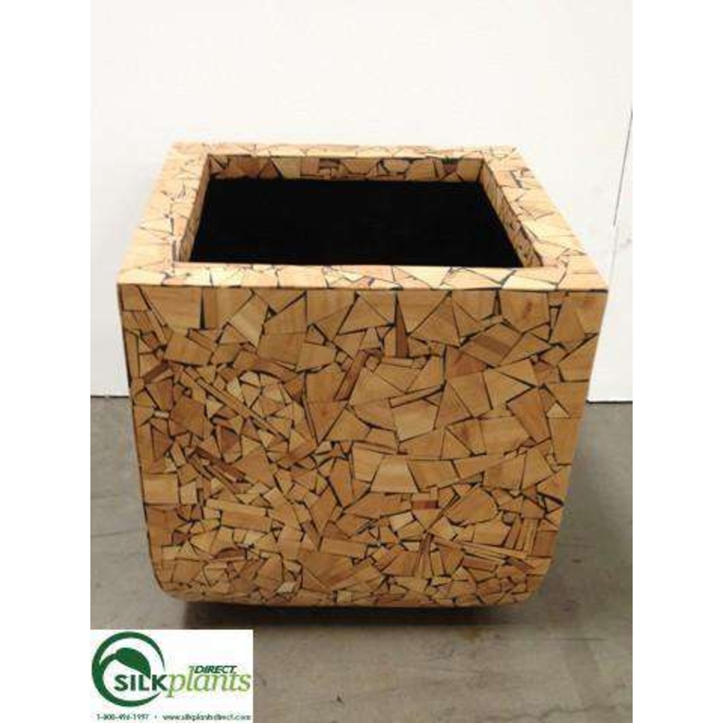 Silk Plants Direct Wood Mosaic Container – Brown – Pack of 1 Brown