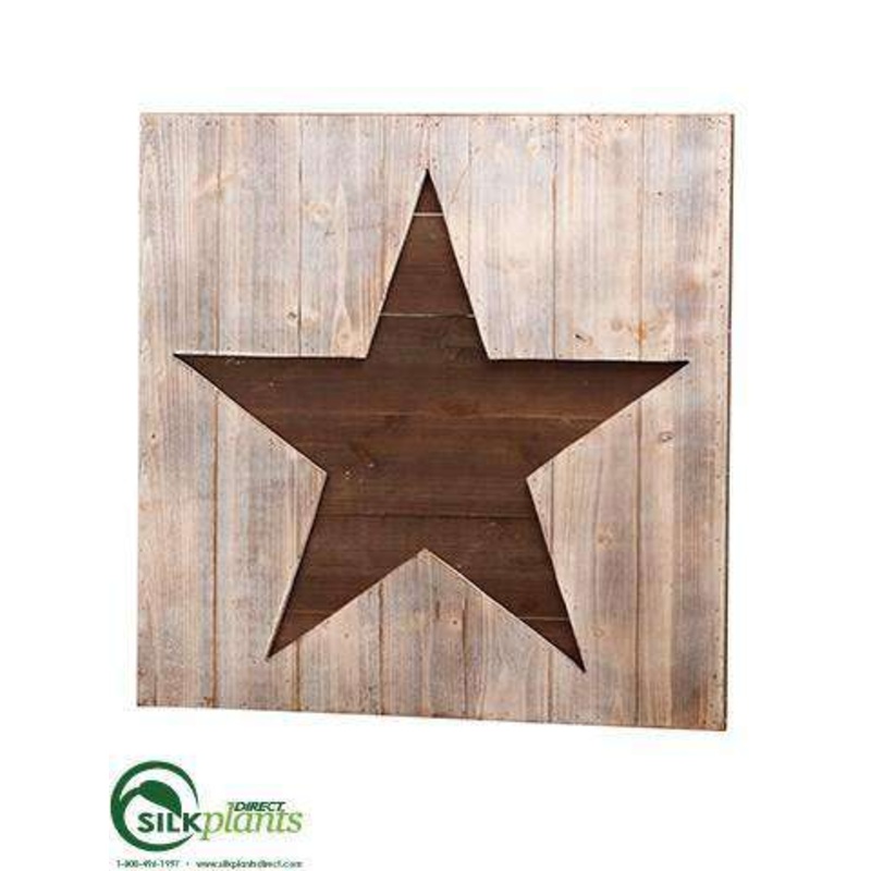 Silk Plants Direct Wood Star – Brown Whitewashed – Pack of 2 Brown Whitewashed