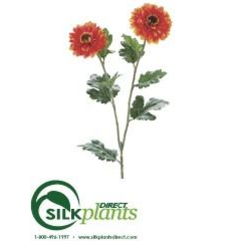Silk Plants Direct Zinnia Mum Spray – Orange – Pack of 12 Orange