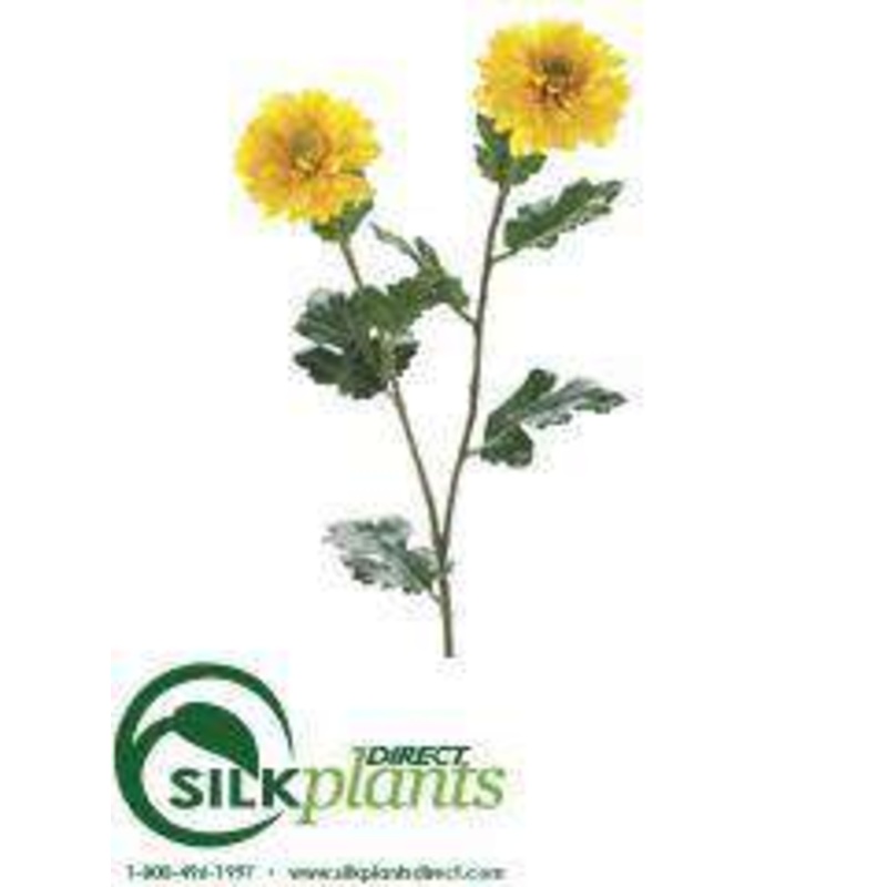 Silk Plants Direct Zinnia Mum Spray – Yellow – Pack of 12 Yellow