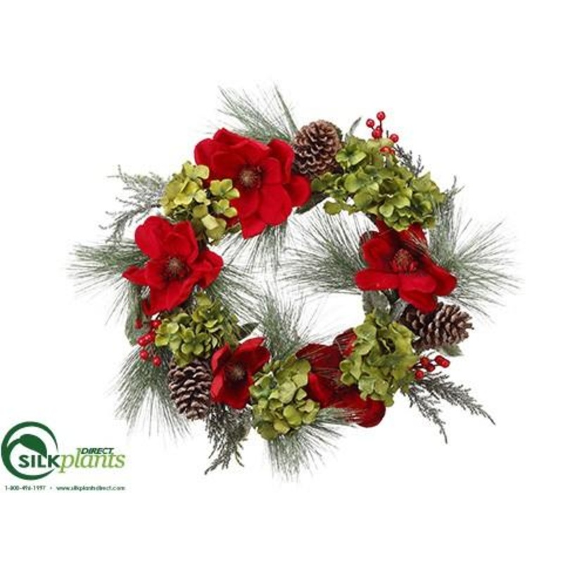 Silk Plants Direct Wreath – Green Red – Pack of 4