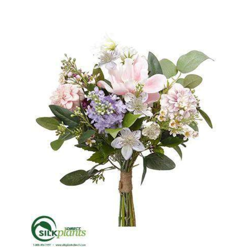 Silk Plants Direct Anemone, Dahlia, Lilac Bouquet – Pink Violet – Pack of 6 Pink Violet