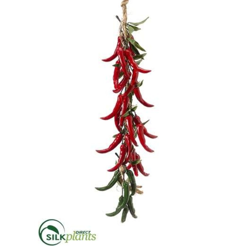 Silk Plants Direct Chili String – Red – Pack of 12 Green